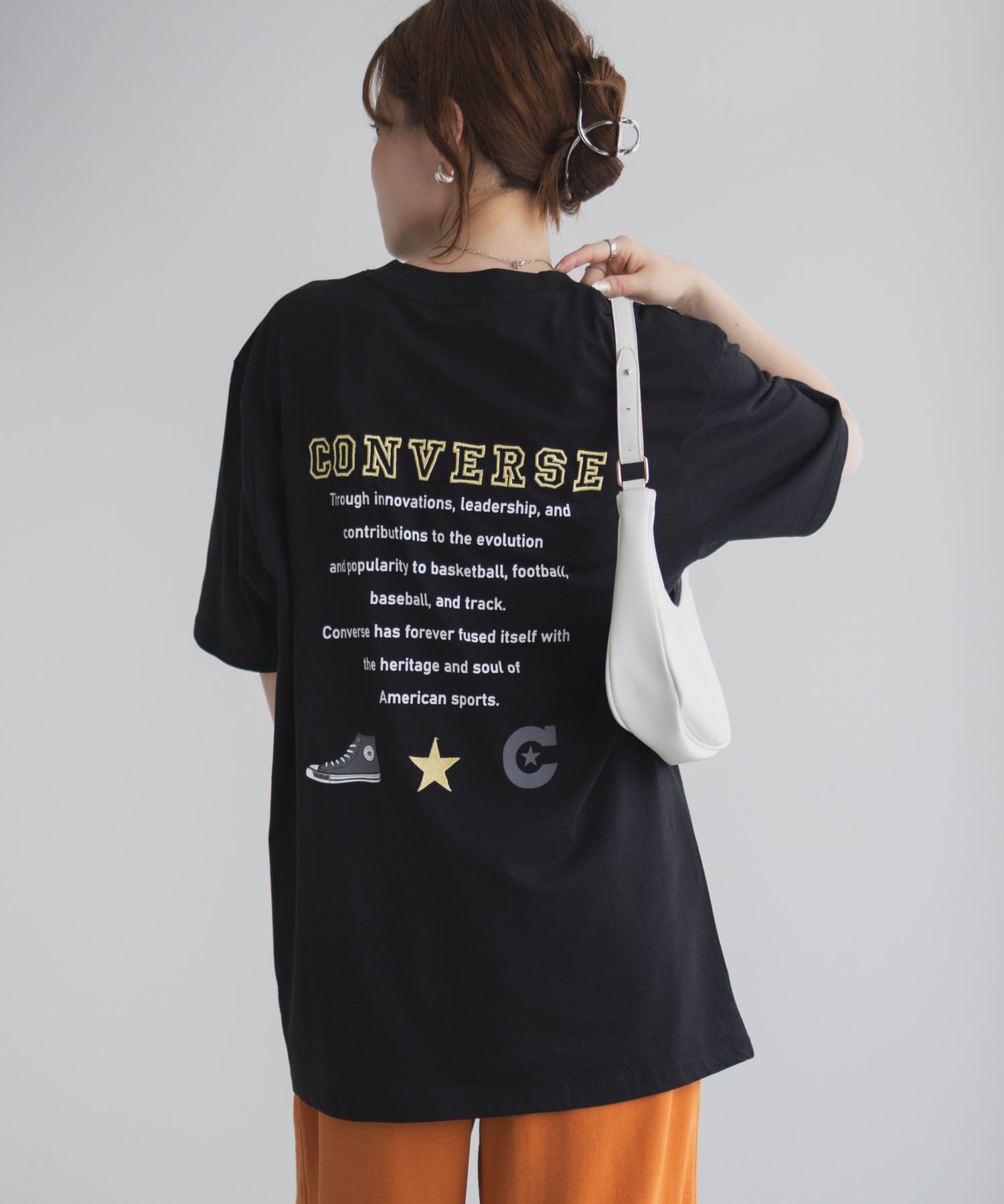 コンバース CONVERSE バック刺繍ルーズTシャツ （ブラック） ブラック
