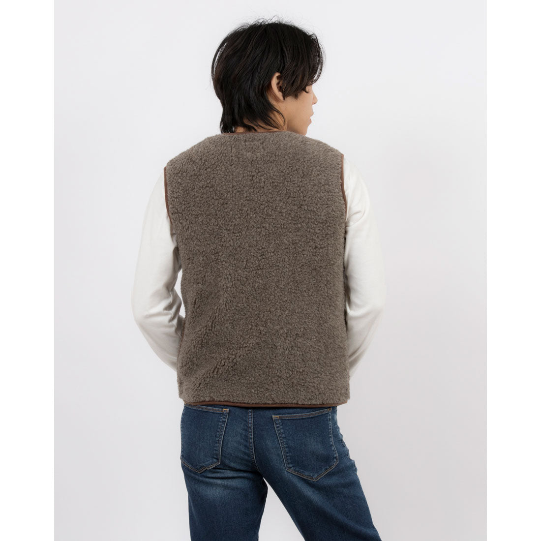 COLD BREAKER　もこもこ　ボアベスト　ウール100％　ブラウン　L COLD BREAKER もこもこ ボアベスト ウール100％ ブラウン L コールド