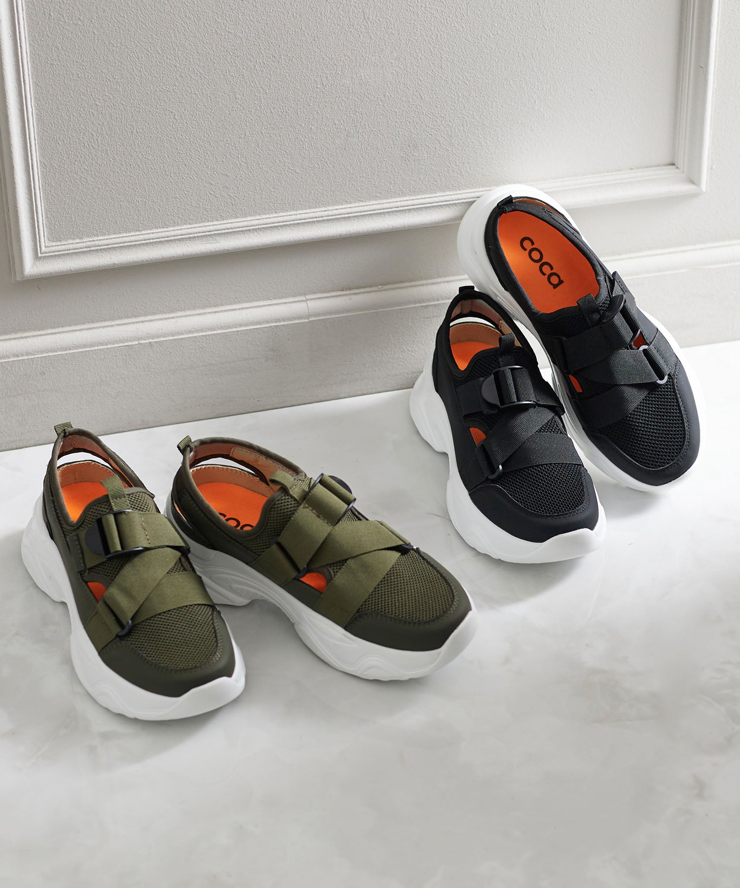 コカ COCA 厚底ソール アウトドア メッシュスポーツサンダル （カーキ） カーキ