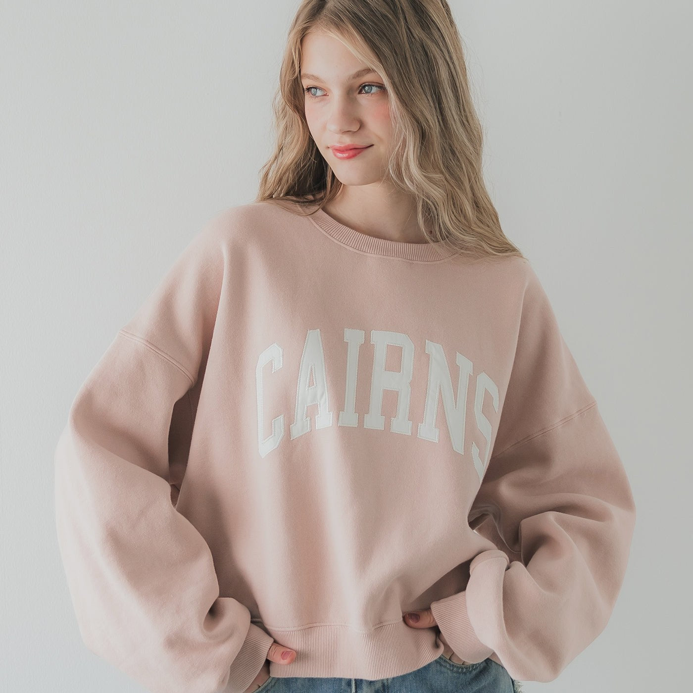 コカ coca 【TVCM 平祐奈さん着用アイテム】ヘビーウェイト裏起毛ビンテージ加工ロゴスウェット,Pink