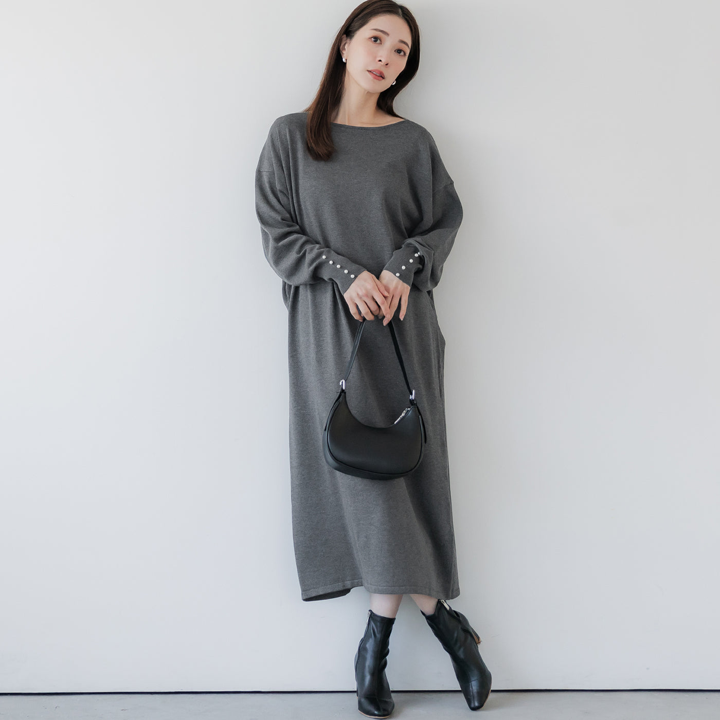 coca Pearl Sleeve Knit Dress