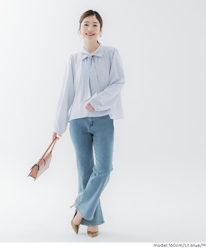 コカ coca 厚手ポリデシンボウタイブラウス （Lt.blue） Lt.blue