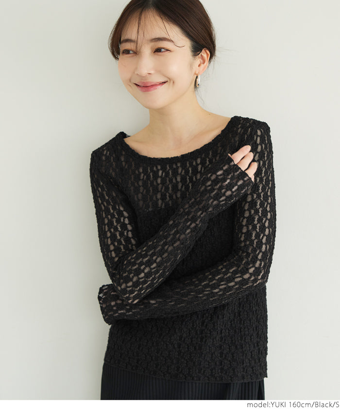 コカ coca ストレッチチュールレース トップス （Black） Black
