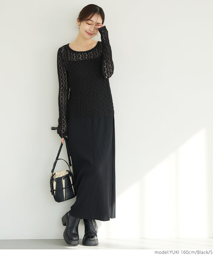 コカ coca ストレッチチュールレース トップス （Black） Black