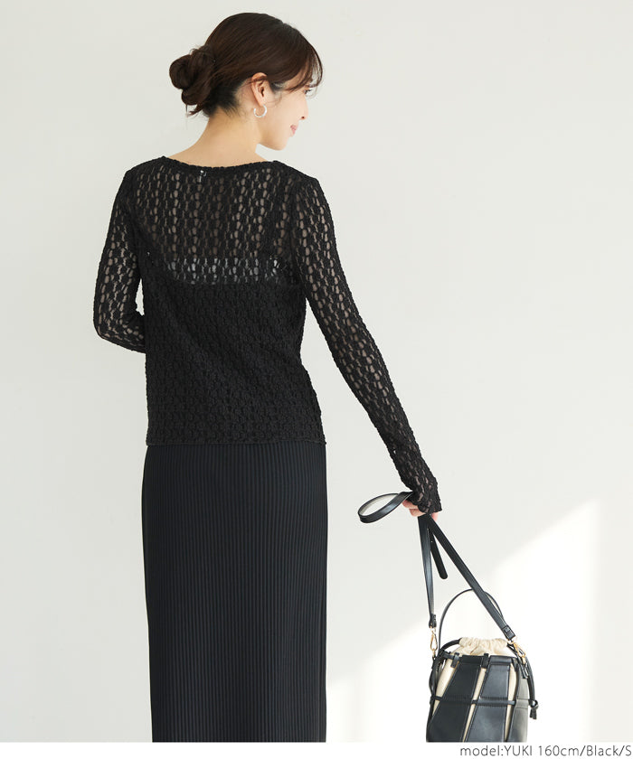 コカ coca ストレッチチュールレース トップス （Black） Black