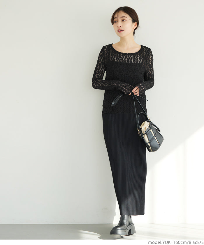 コカ coca ストレッチチュールレース トップス （Black） Black