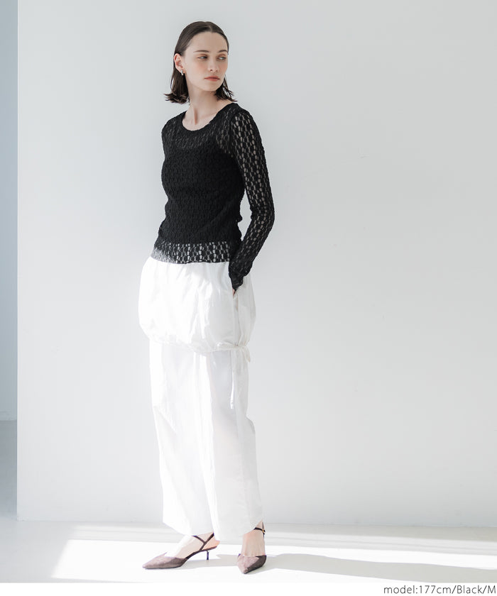 コカ coca ストレッチチュールレース トップス （Black） Black