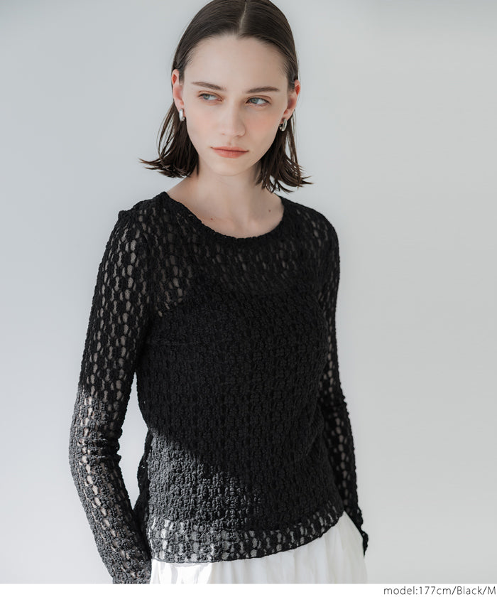 コカ coca ストレッチチュールレース トップス （Black） Black