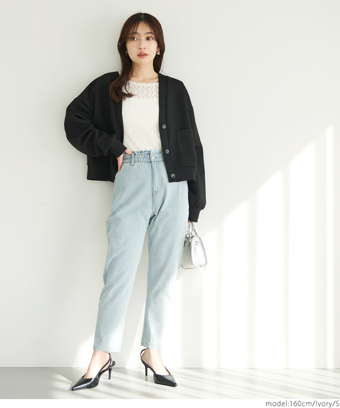 コカ coca ストレッチチュールレース トップス （Black） Black