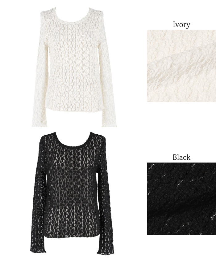 コカ coca ストレッチチュールレース トップス （Black） Black