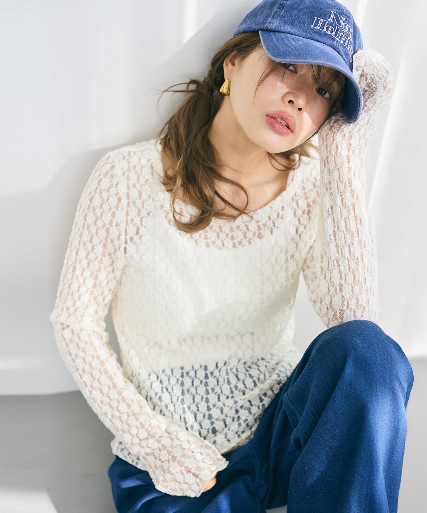 コカ coca ストレッチチュールレース トップス （Ivory） Ivory