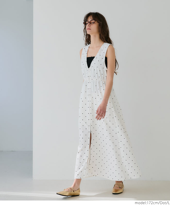 coca Coca Parifuwa V-Neck Zipper Jumper Skirt