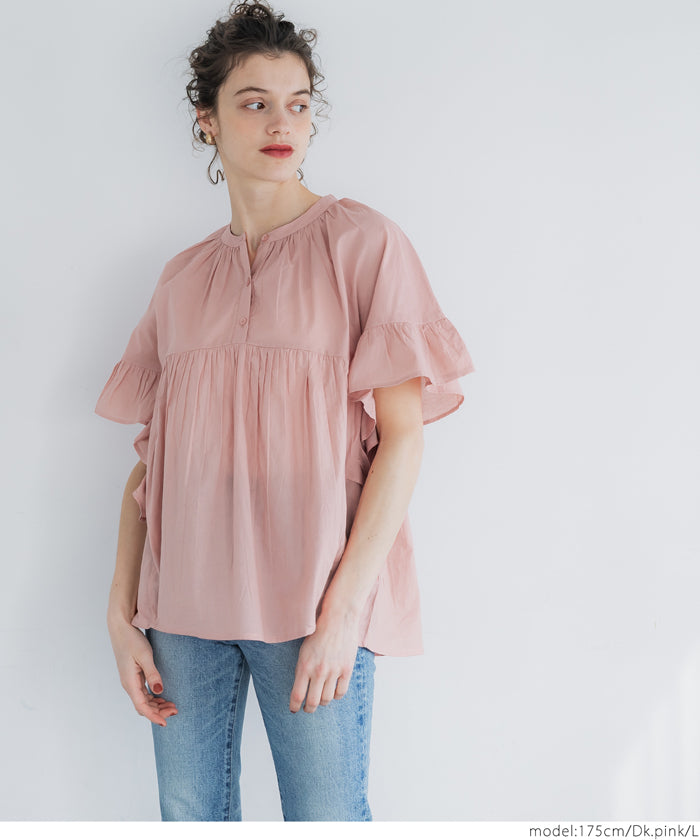 coca gauze sleeve frill blouse