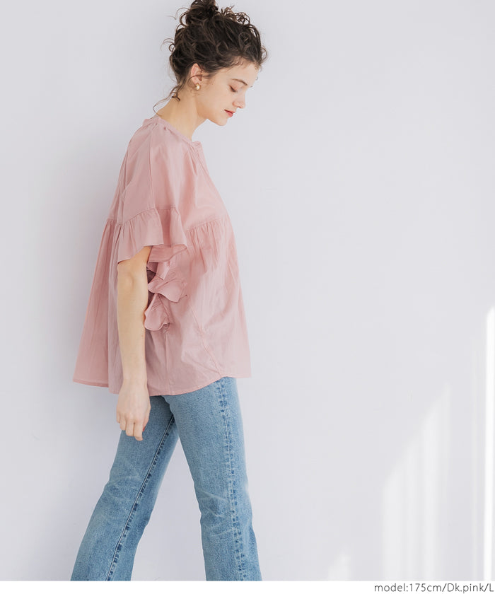 coca gauze sleeve frill blouse