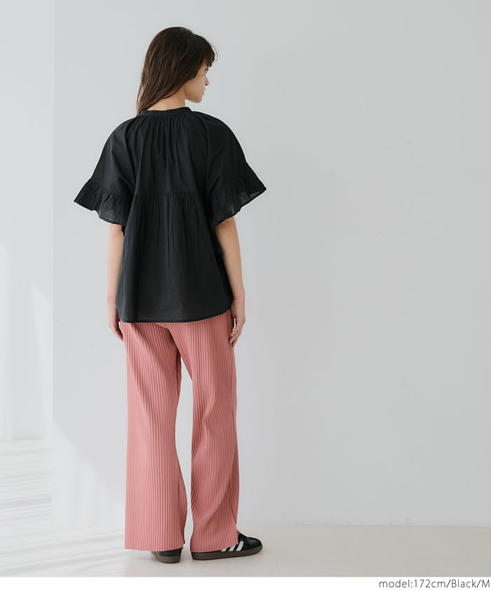 coca gauze sleeve frill blouse