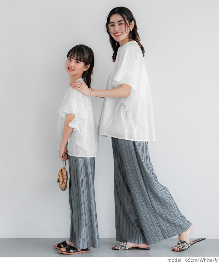 coca gauze sleeve frill blouse