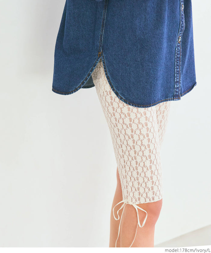 coca flower cut lace pants