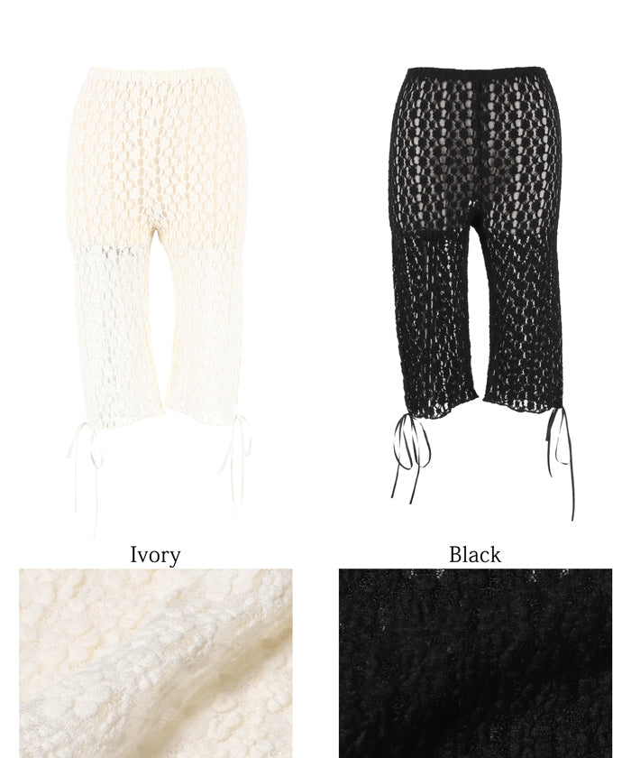 coca flower cut lace pants