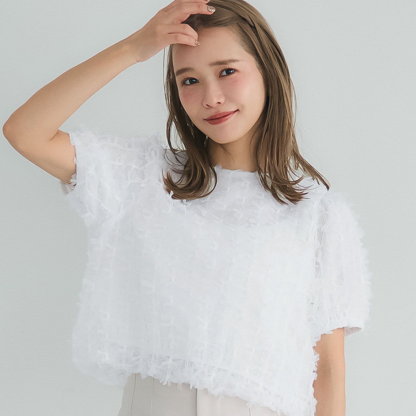 coca ribbon tulle blouse