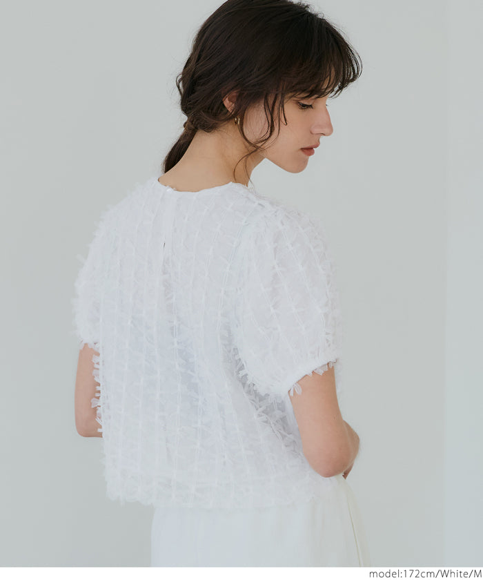 coca ribbon tulle blouse