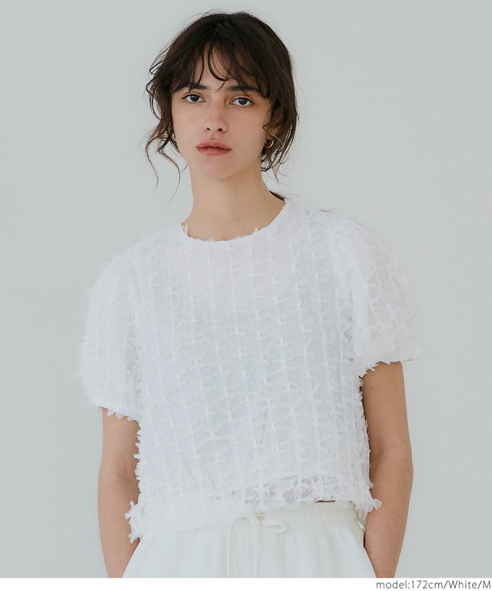 coca ribbon tulle blouse