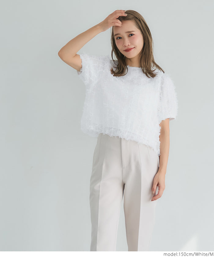 coca ribbon tulle blouse