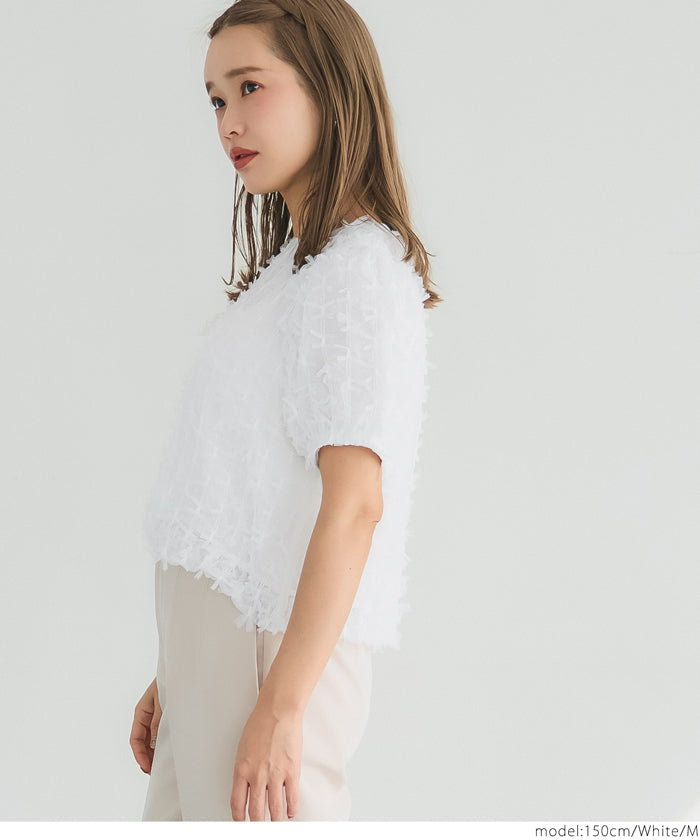 coca ribbon tulle blouse