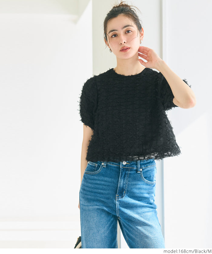 coca ribbon tulle blouse