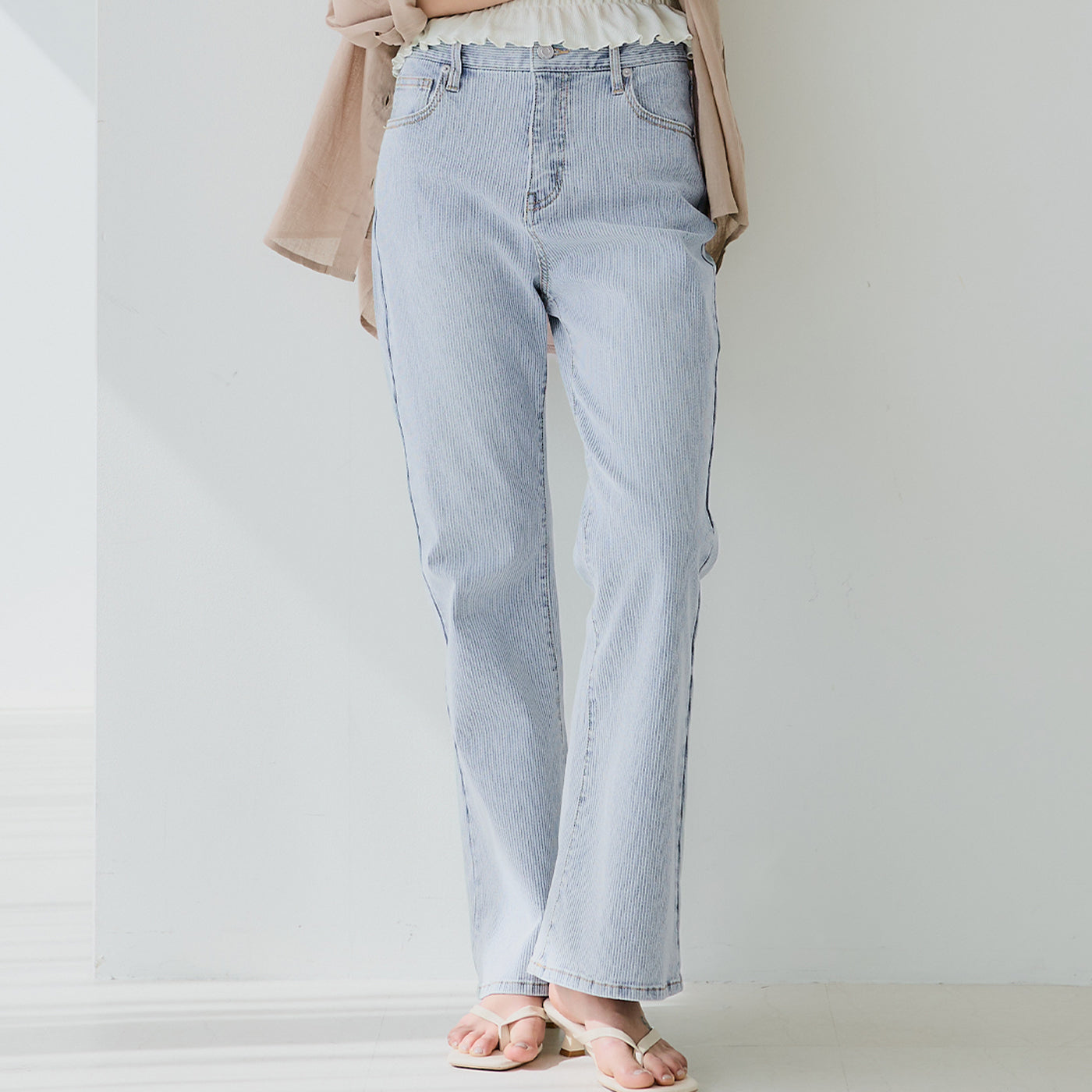 coca teleco-style denim flare pants