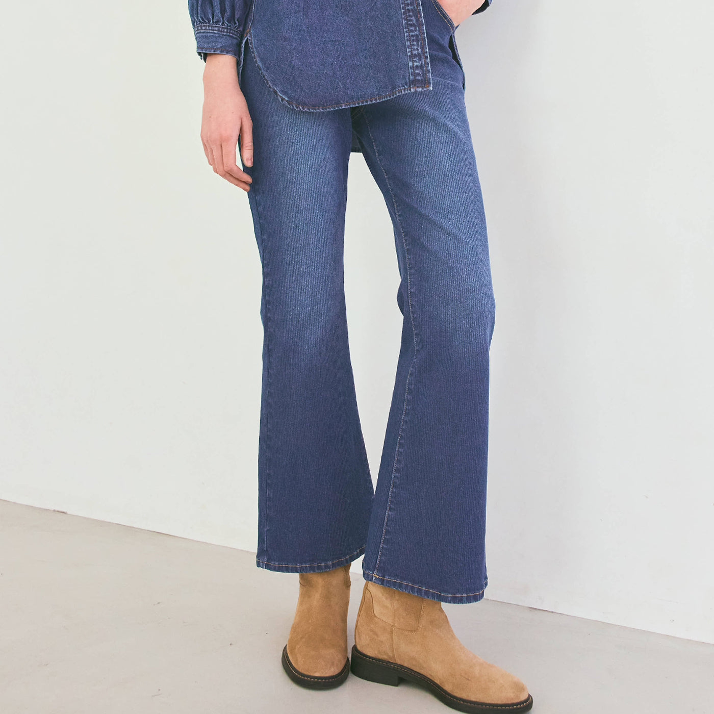 coca teleco-style denim flare pants