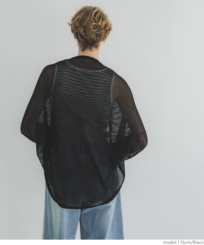 コカ coca 麻タッチメッシュカーディガン （Black） Black