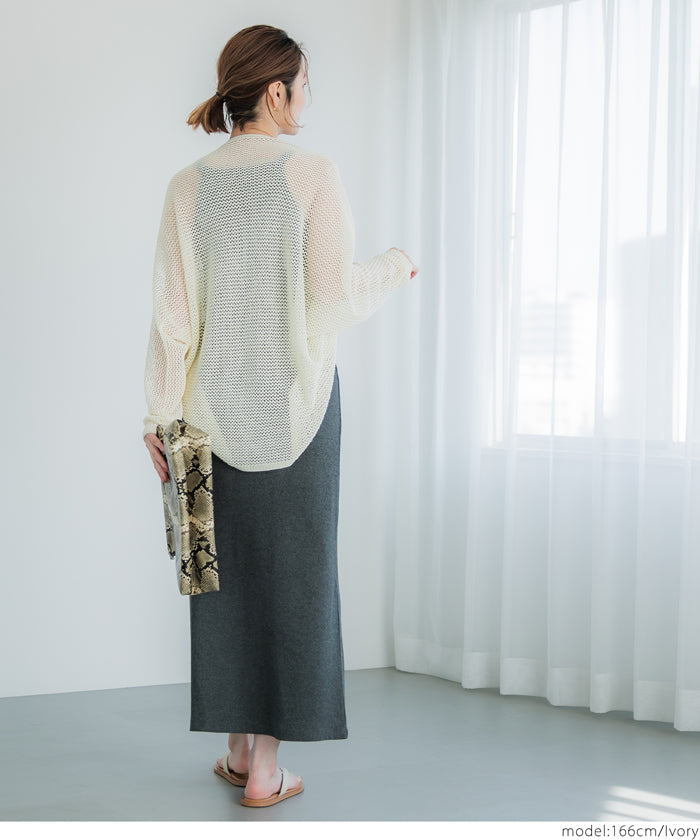 コカ coca 麻タッチメッシュカーディガン （Black） Black