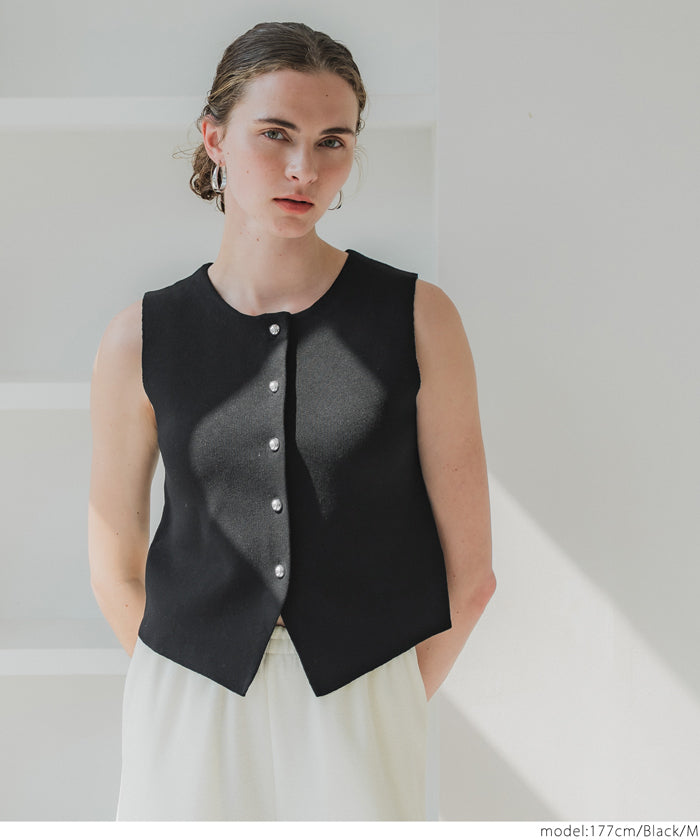 コカ coca 金ボタンニットベスト （Black） Black