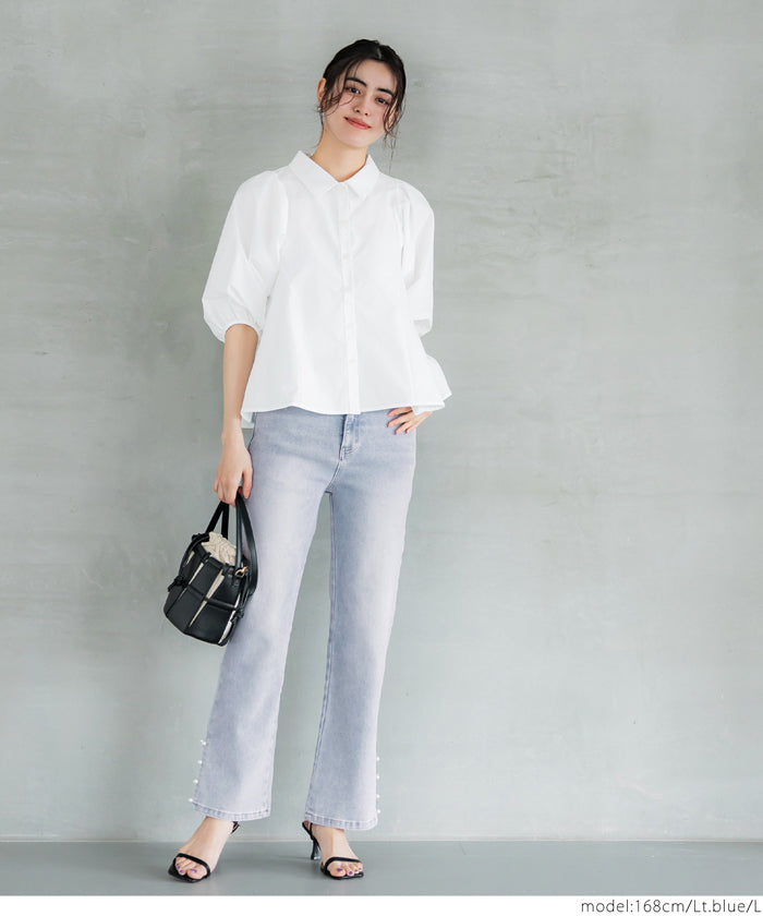 コカ coca 裾パールデニム （Lt.blue） Lt.blue