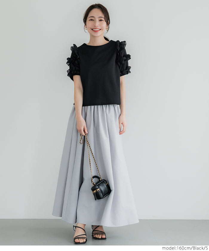 コカ coca 袖フリル半袖トップス （Black） Black