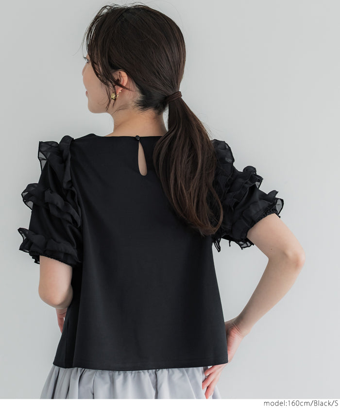 コカ coca 袖フリル半袖トップス （Black） Black