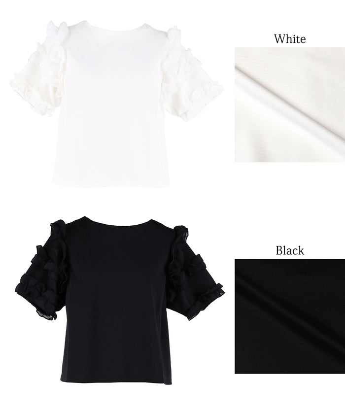 コカ coca 袖フリル半袖トップス （Black） Black
