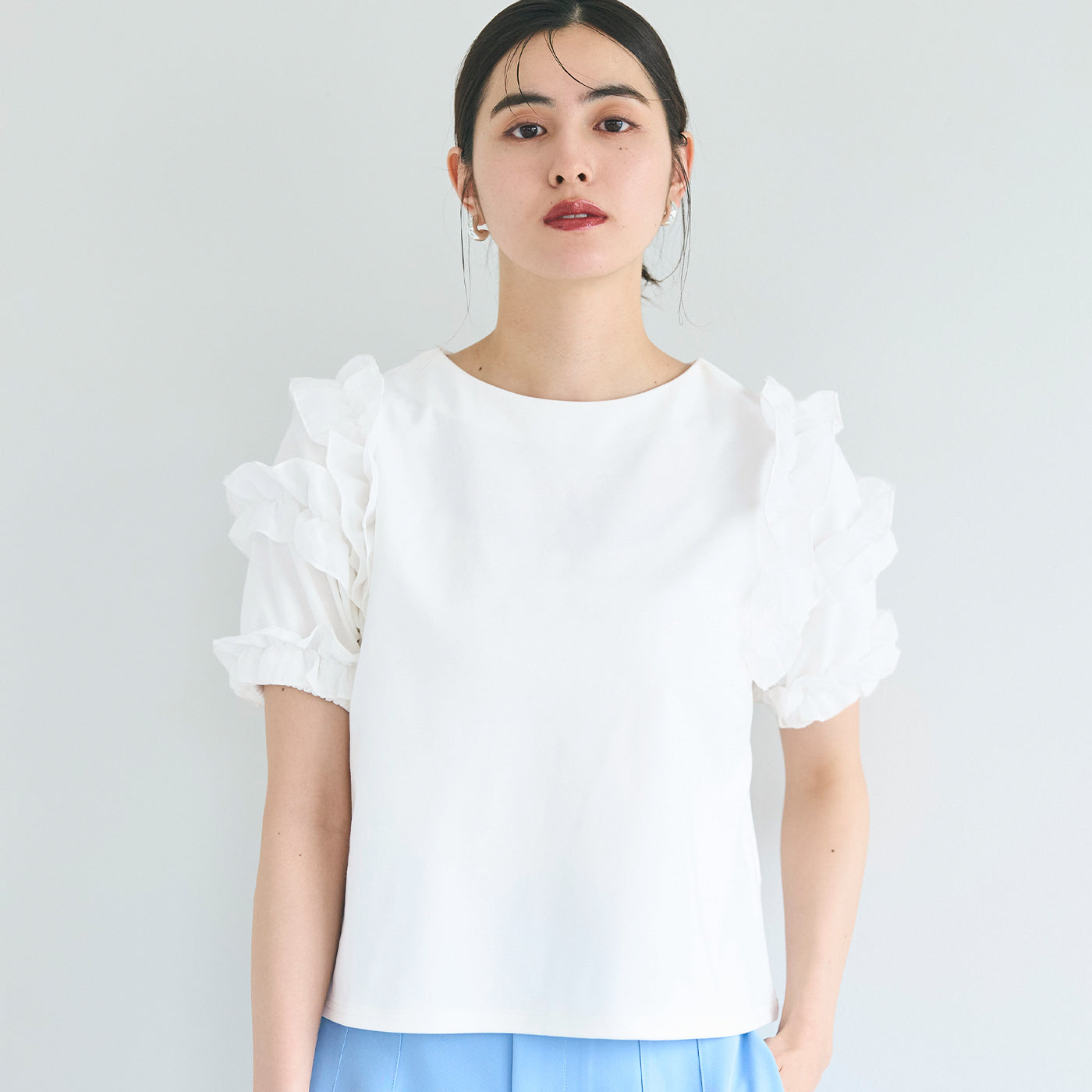 コカ coca 袖フリル半袖トップス （White） White
