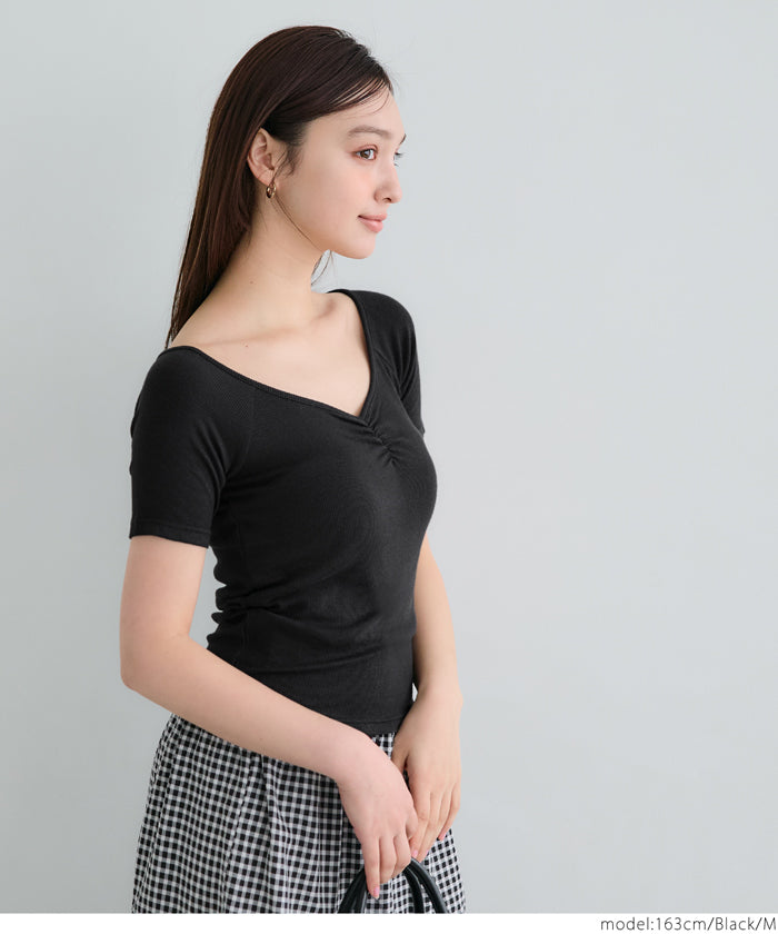 コカ coca リブギャザートップス （Black） Black