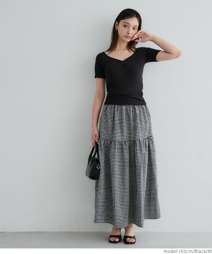 コカ coca リブギャザートップス （Black） Black