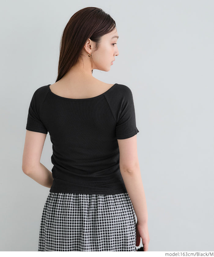 コカ coca リブギャザートップス （Black） Black