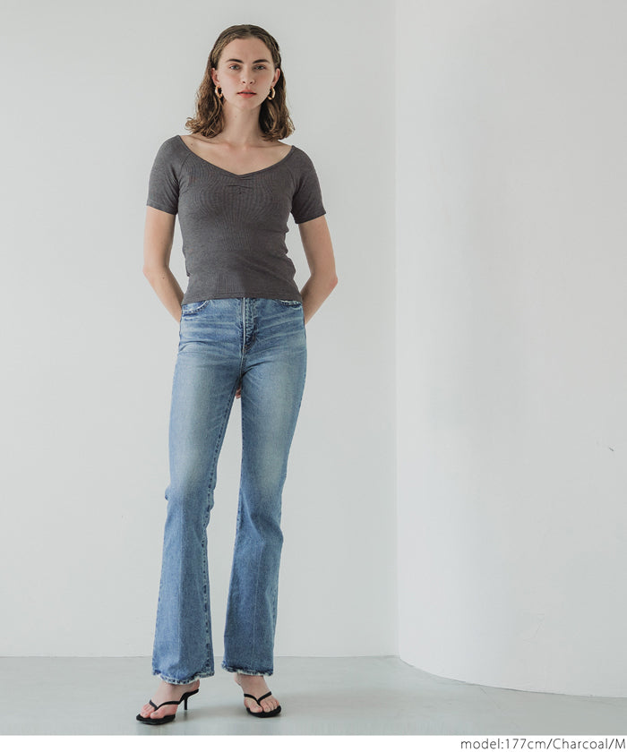 コカ coca リブギャザートップス （Black） Black