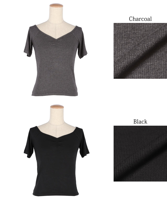 コカ coca リブギャザートップス （Black） Black