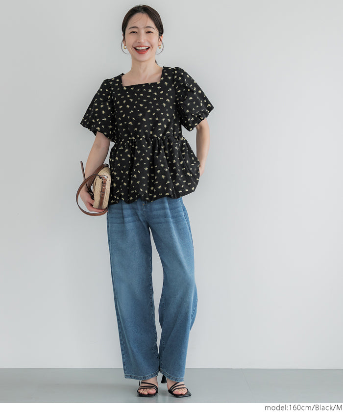 コカ coca サッカーバルーンブラウス （Black） Black