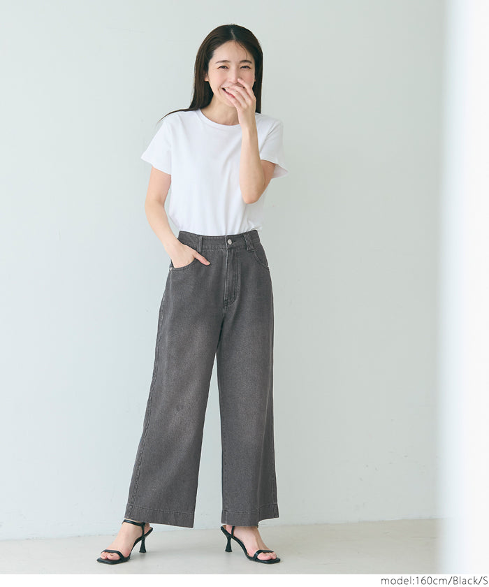 コカ coca デニム9分丈パンツ （Black） Black