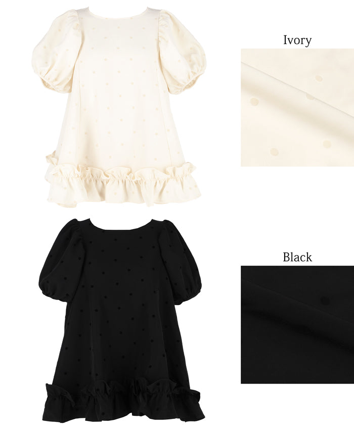 コカ coca フロッキードットフリルブラウス （Black） Black
