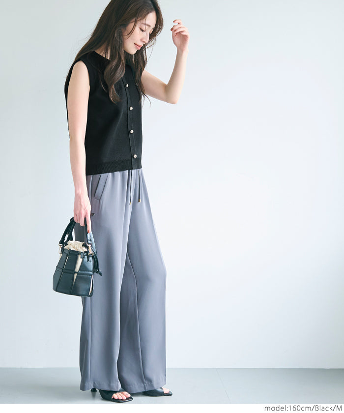 コカ coca ゴールドボタンノースリーブニットプルオーバー （Black） Black