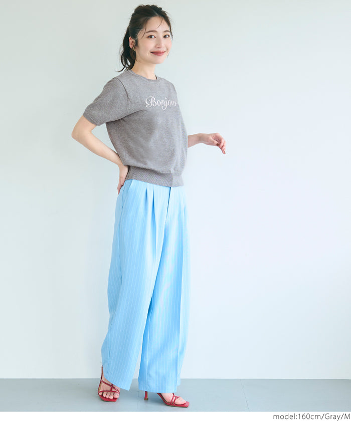 コカ coca シャリ感レーヨンロゴ刺繍ニット （Gray） Gray
