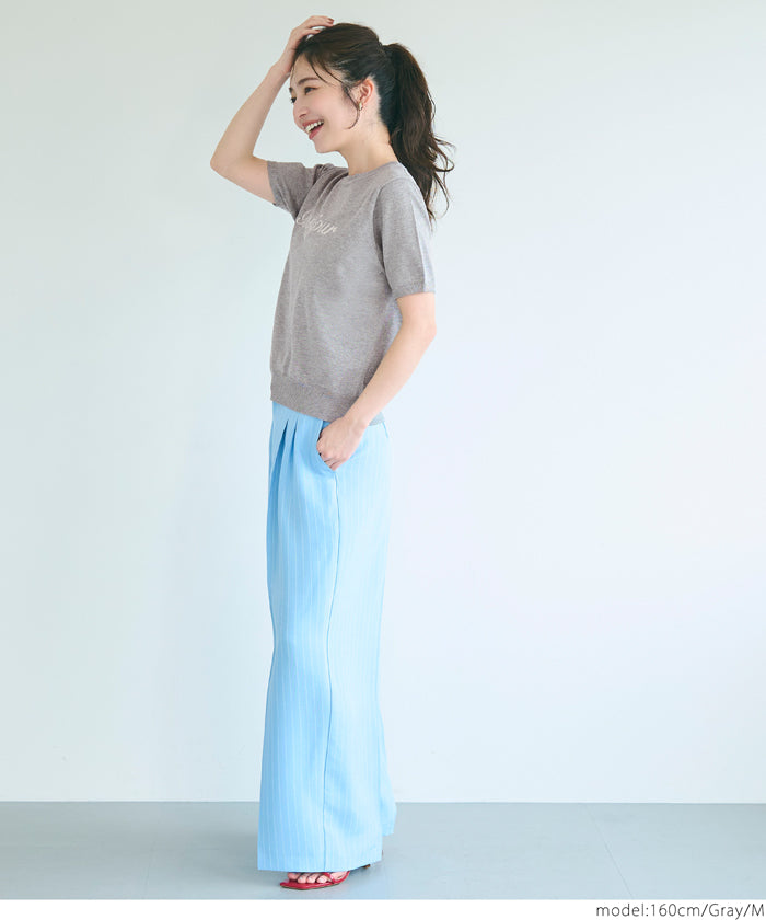 コカ coca シャリ感レーヨンロゴ刺繍ニット （Gray） Gray