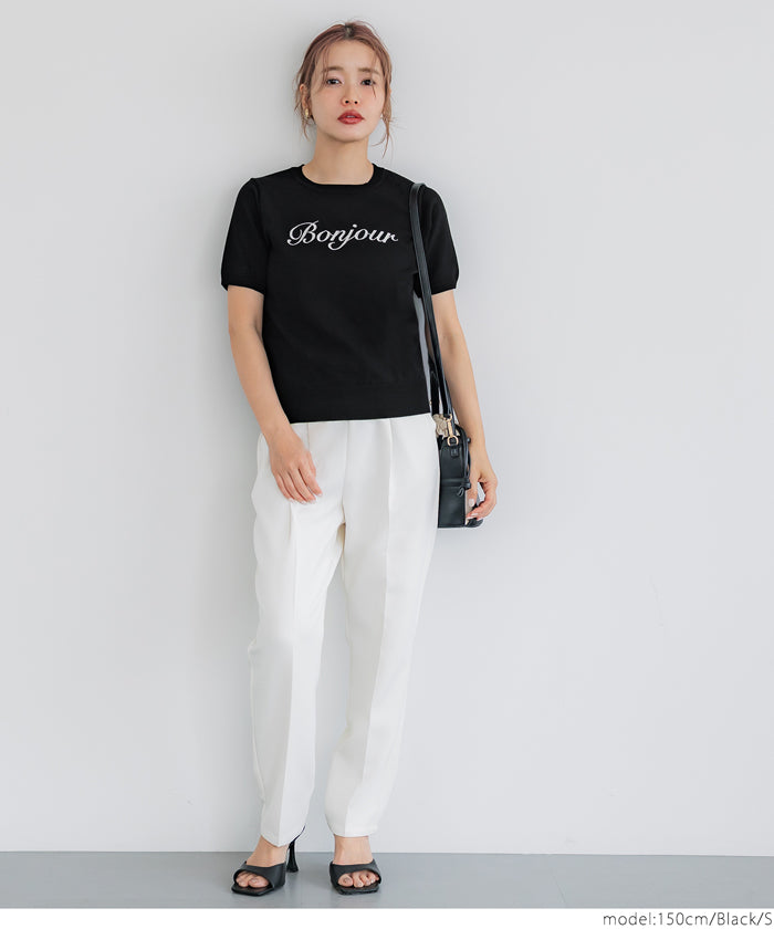 コカ coca シャリ感レーヨンロゴ刺繍ニット （Gray） Gray